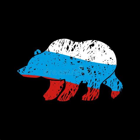 Bear Flag Of Russia Russian Wild Animal Stock Vector Illustration Of