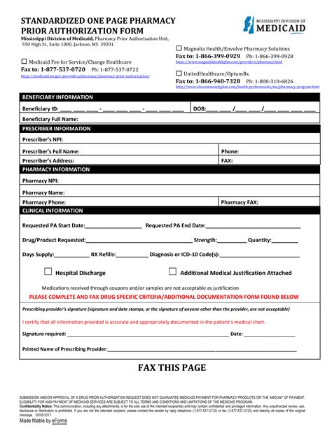 Free Mississippi Medicaid Prior Rx Authorization Form Pdf Eforms