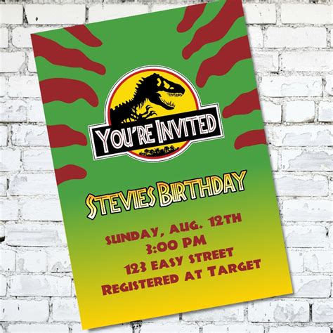 Jurassic Park Explorer Party Invitation Birthday Shower Etsy