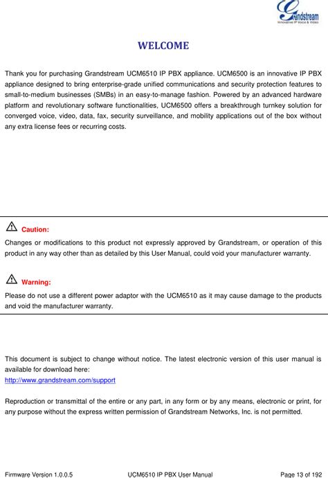 Grandstream Networks Ucm Ip Pbx User Manual