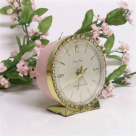 Pink Clock With Rhinestones Vintage Alarm Clocks Clock Alarm Clock