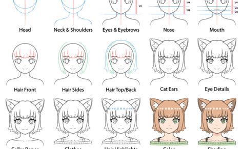 How To Draw A Neko Girl With Cat Ears Drawing Reference Catgirl Anime