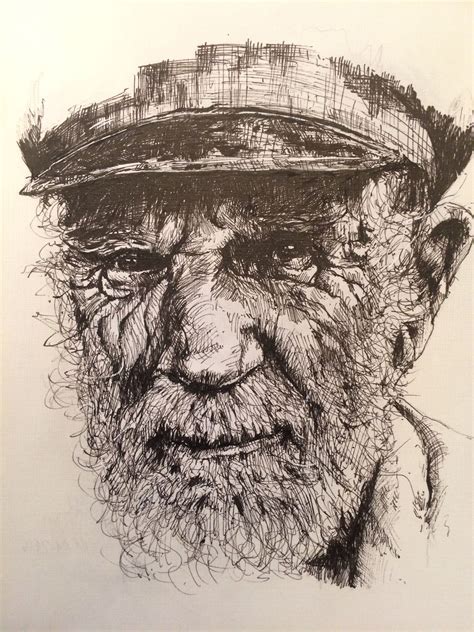 Ink Drawing. Portrait. "Old man II" https://www.behance.net/gallery ...