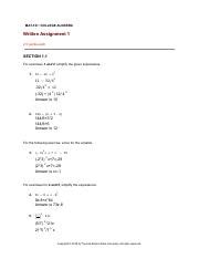 Assignment Sheet Wa Mat Nov Pdf Mat College Algebra