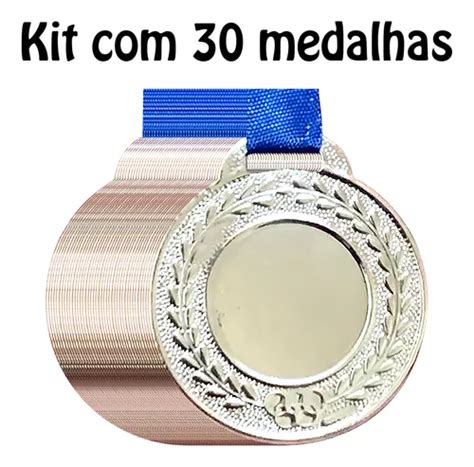 Kit Medalhas Centro Liso Personalizar Cm Premia O Cor Prata