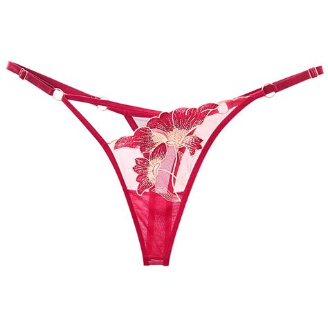 Odeerbi Womens Underwear See Through Thongs Erogenous Lace Lingerie