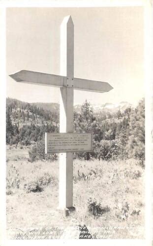 Rppc Donner Lake Ca ~ Cross Donner Party Memorial C1940s Frasher Postcard Ebay