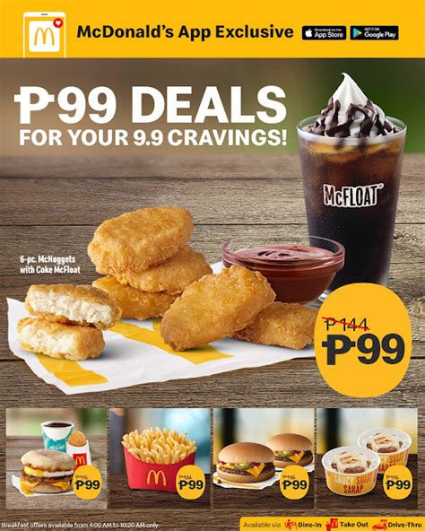 Manila Shopper Mcdo 9 9 Promos Golden Deal Meal ₱99 Mcdo App Deals