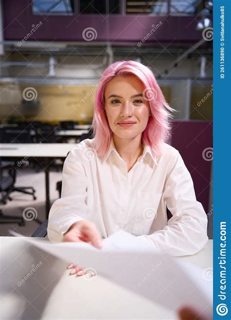 Business Woman Working In The Office And Making Contracts Stock Photo