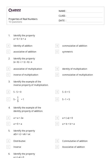 50 Additive Identity Worksheets For 9th Class On Quizizz Free Worksheets Library