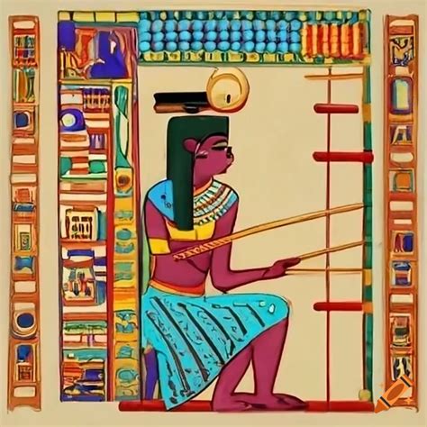 Colorful Picasso Style Artwork Of An Ancient Egyptian Using An Abacus