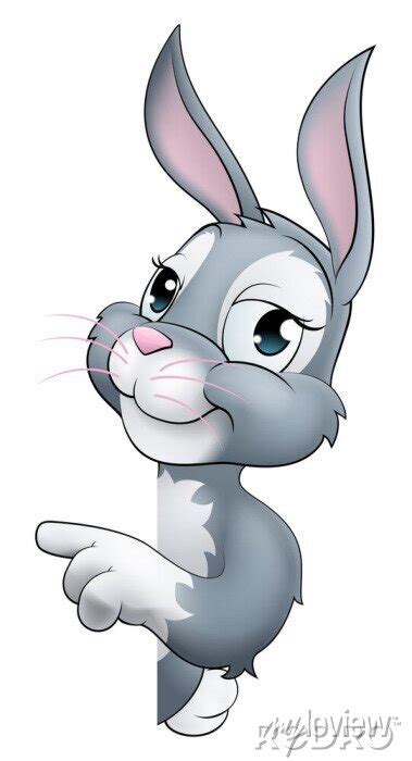 Easter Bunny Rabbit Cartoon Character Peeking Sign Posters For The Wall