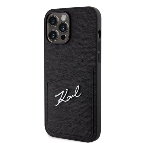 Karl Lagerfeld Saffiano Card Slot Metal Signature Zadní Kryt pro iPhone