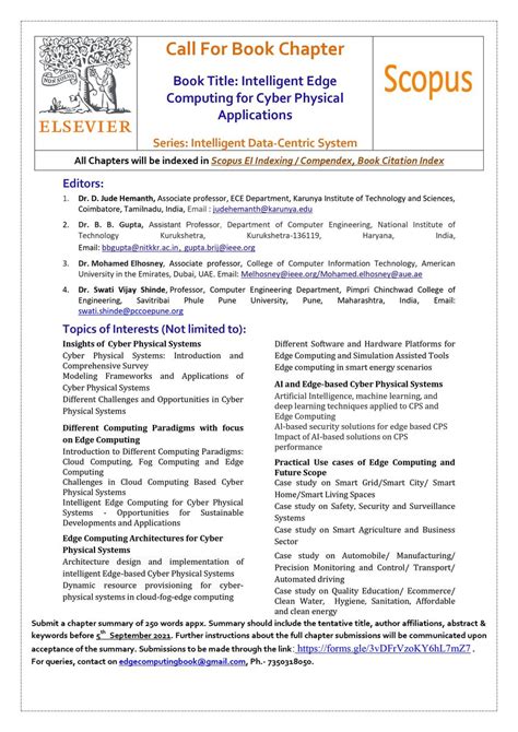 Pdf Call For Book Chapters Elsevier Scopus Indexed Book On Edge Computing