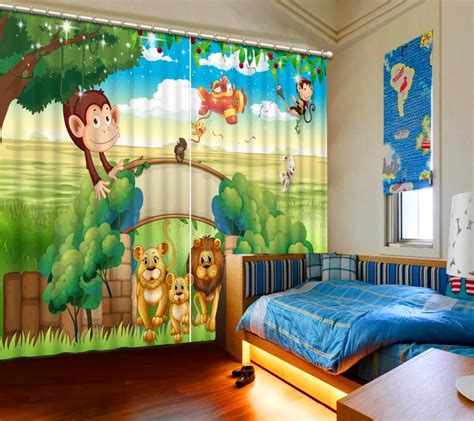 Modern Printing 3D Curtain cartoon animal Children Curtains For Living room Bedroom Window ...