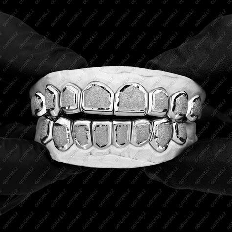 White Gold Diamond Dust Punchout Grillz Gotgrillz