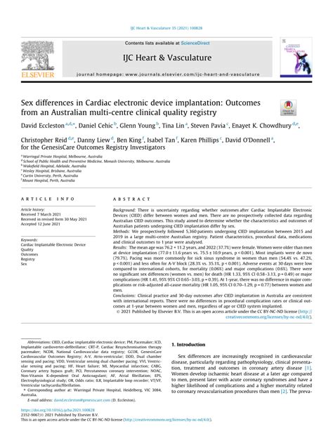 PDF Sex Differences In Cardiac Electronic Device Implantation