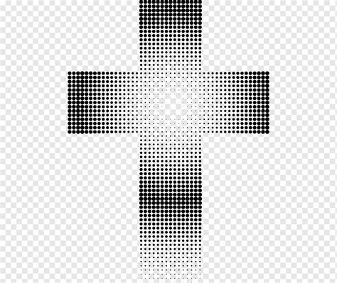 Halftone Christian Cross Halftone Text Symmetry Monochrome Png