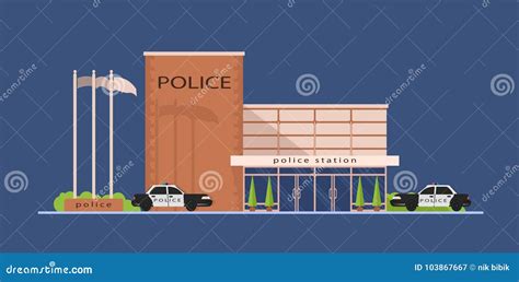 The Police Facade Of The Building Police Station And Department Stock Vector Illustration Of