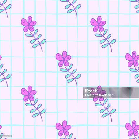 Simple Outline Flower Seamless Pattern Floral Wallpaper Stock