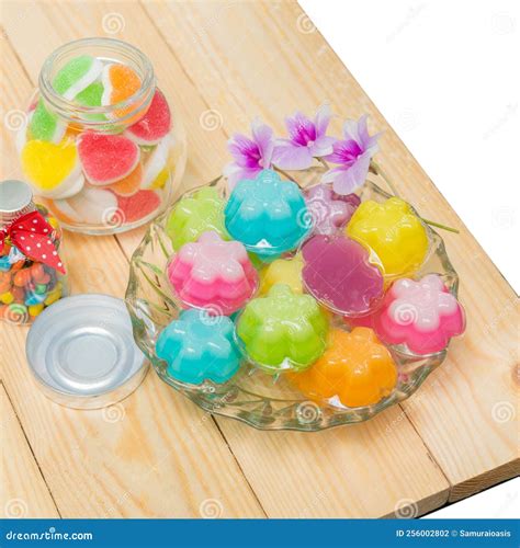 Dessert Coconut Jelly Colorful Thai Dessert Colorful Stock Photo