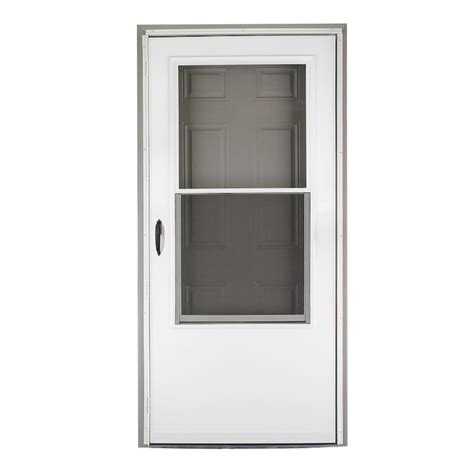 Larson Bismarck 36 In X 81 In White Mid View Fixed Screen Wood Core Storm Door With Handle