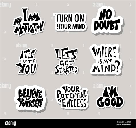 Set of stickers quotes isolated. Vector black and white design text collection Stock Vector ...