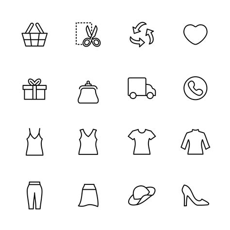 Set Of Line Icons For Women S Casual Clothing Vector Art At