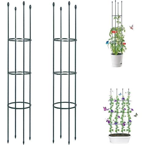 ThxToms Lot de 2 tuteurs de jardin en métal 160 cm Avec 30 clips