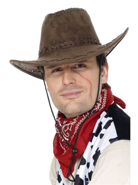 Brown Suede Look Cowboy Men Adult Hat Halloween Costume Accessory