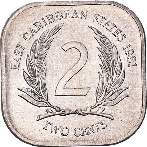 Coin East Caribbean States Elizabeth II 2 Cents 1981 Aluminum