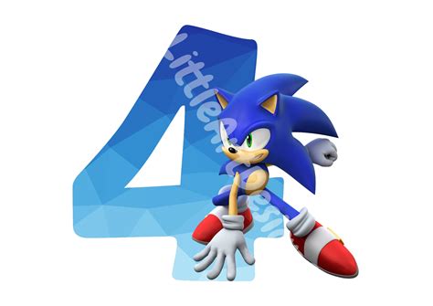 Printable Sonic The Hedgehog 4th Birthday Cake Topper Digital Download