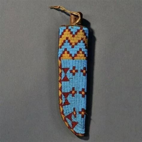 Native American Sioux Tribe Indian Beads Suede Knife Cover Leather