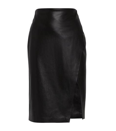 Alice Olivia Black Vegan Leather Siobhan Midi Skirt Harrods Uk