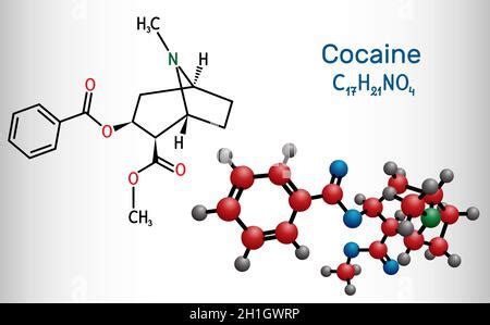 Cocaine chemical formula. Cocaine structural chemical formula isolated ...