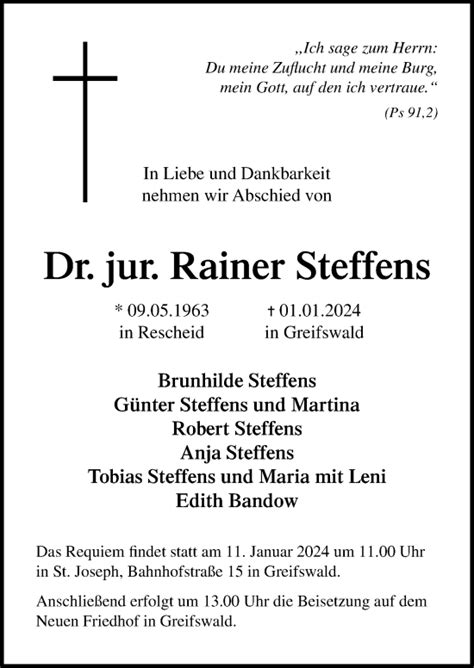 Traueranzeigen Von Rainer Steffens Trauer Anzeigen De