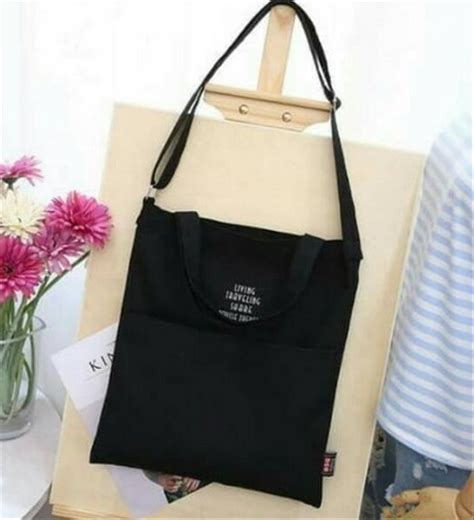 Jual Tote Bag 2in1 Korea Tas Totebag Kanvas Tas Selempang Wanita Di