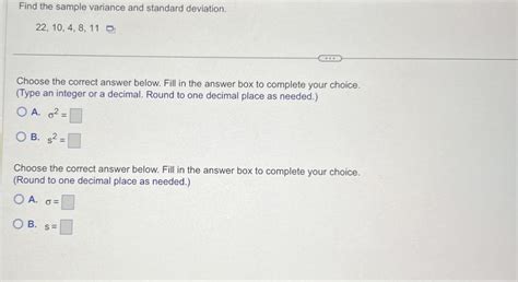 Answered Find The Sample Variance And Standard Bartleby