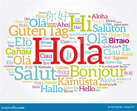 Hola Hola Saludo En La Nube De Palabras Espa Ola En Diferentes Idiomas