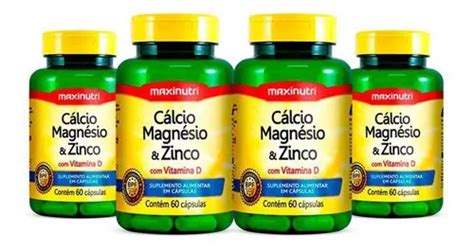 Kit 4 Cálcio Magnésio Zinco Vitamina D 60 Capsulas Maxinutri Mercadolivre