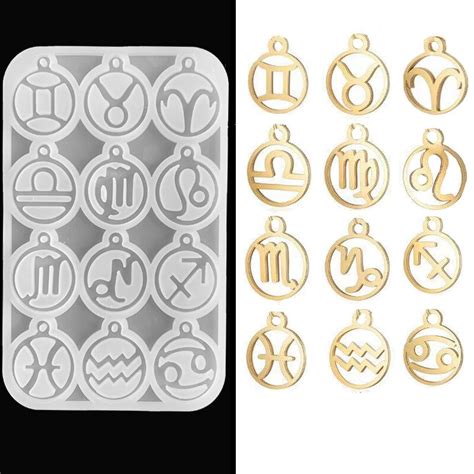 2Pcs Set Zodiac Signs And Twelve Constellations Pendants Silicone Resin