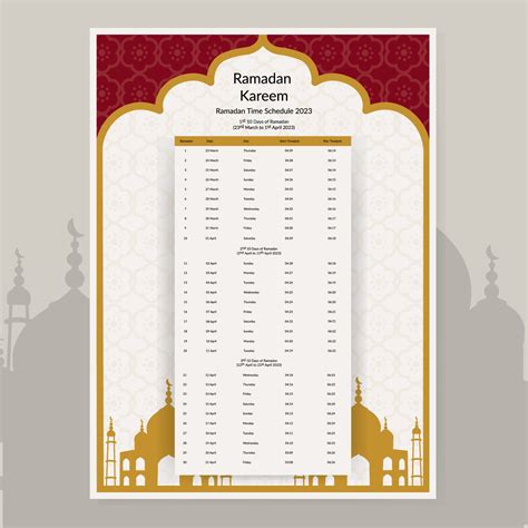 Ramadan Calendar Design 2023 Calendar Mockup Template Islamic