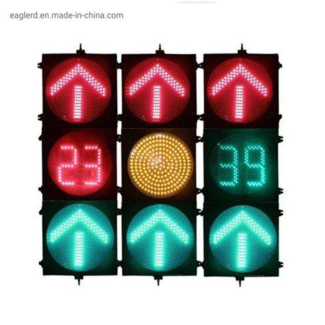 LED Yellow Red Green Arrow Traffic Signal Light With Countdown Timer