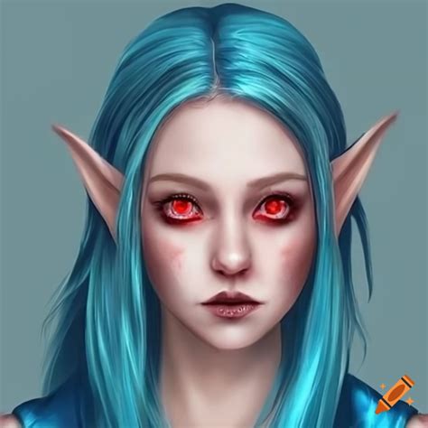 Portrait Of A Petite Female Elf With Red Eyes And Long Blonde Hair