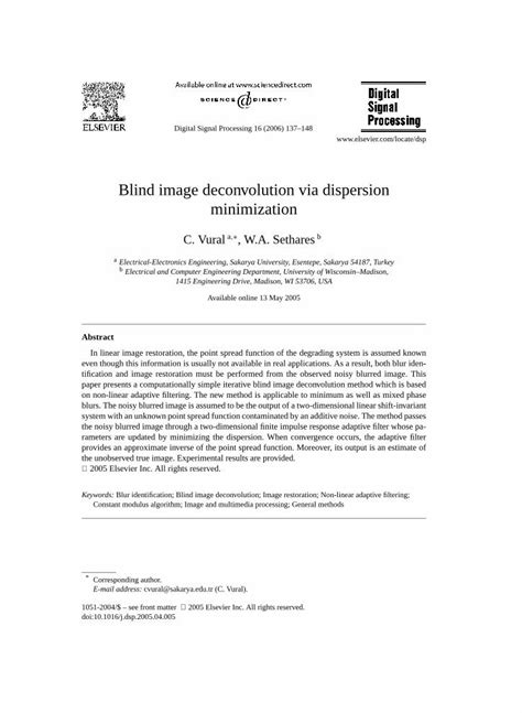 Pdf Blind Image Deconvolution Via Dispersion Minimization Dokumen Tips