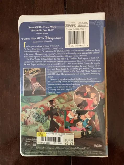 DISNEY THE ADVENTURES Of Ichabod And Mr Toad VHS 50th Anniversary