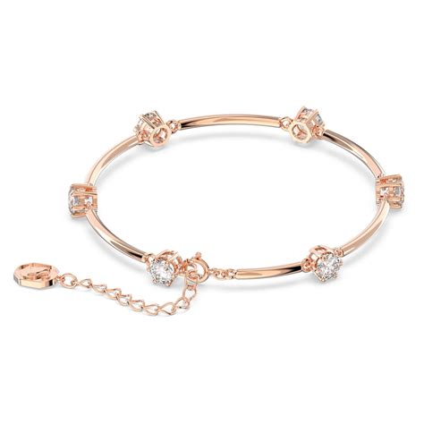 Constella Bangle Round Cut White Rose Gold Tone Plated Swarovski