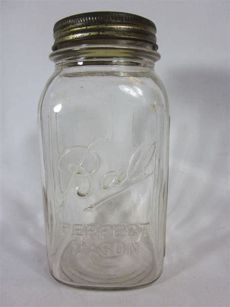 Vintage Square Ball Perfect Mason Quart Jar Ribbed Ballperfectmason Jar Quart Jar Bottles