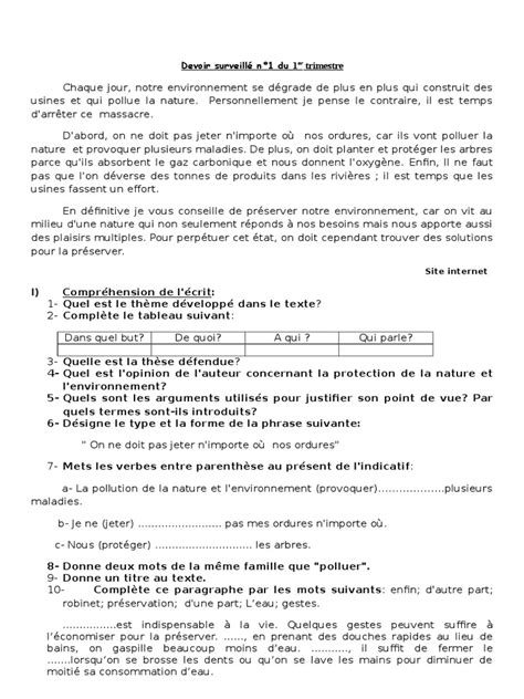 PDF Devoir Surveillé n1 Su 1er Trismestre DOKUMEN TIPS