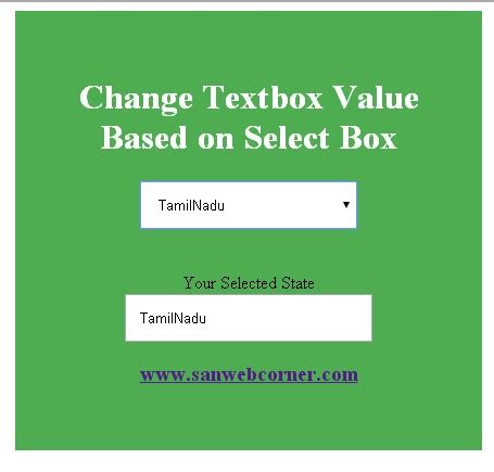 Change Textbox Value Based On Select Box Using Javascript Jquery